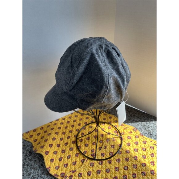 Paper Boy womens Gray cabbie Wool Blend‎ hat with brim & poms new Warm - Picture 3 of 8